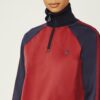 Pullover con mezza zip color block