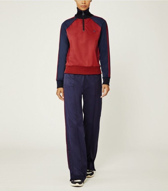 Pullover con mezza zip color block