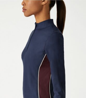 Pullover con mezza zip e bordino a contrasto