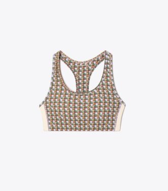 Reggiseno con spalline incrociate e strisce laterali stampate