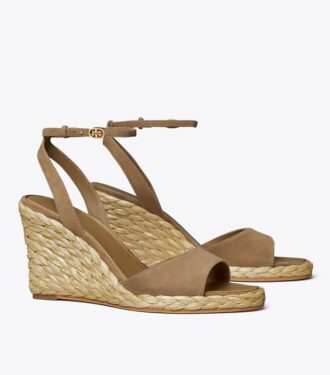 Sandali con zeppa in rafia