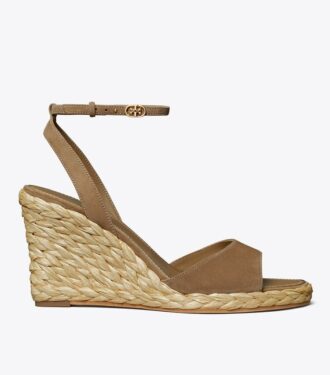 Sandali con zeppa in rafia