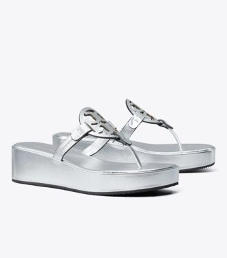Sandalo con zeppa metallico Miller