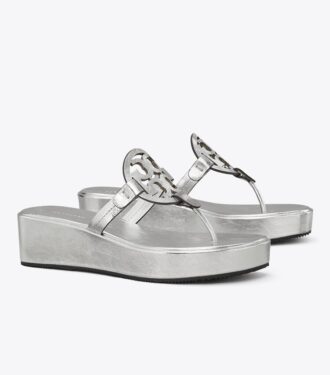 Sandalo con zeppa metallizzata Miller Crinkled