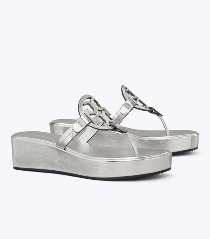 Sandalo con zeppa metallizzata Miller Crinkled Sandalo con zeppa metallizzata Miller Crinkled
