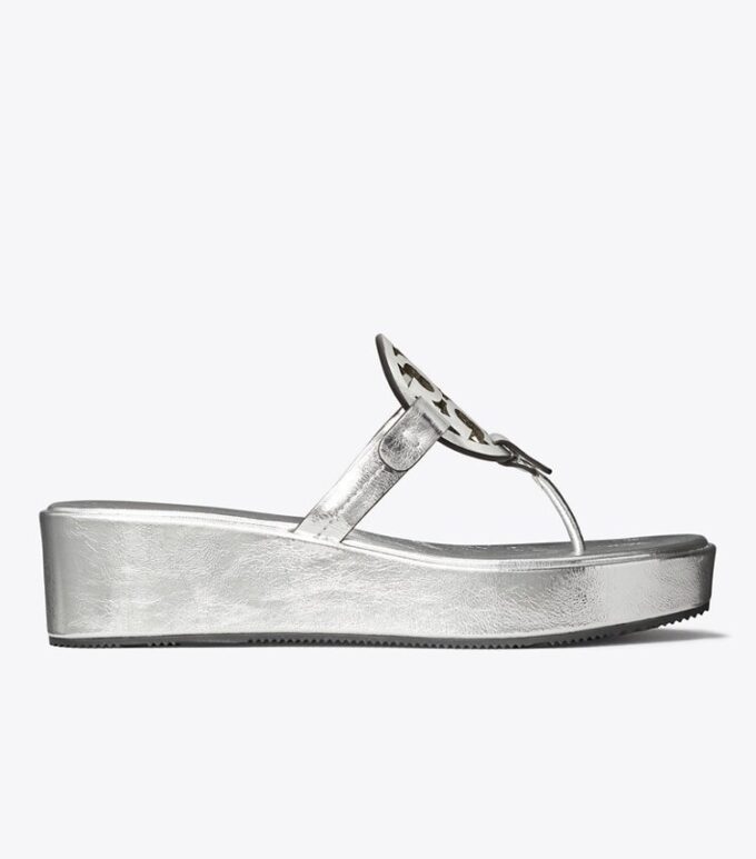 Sandalo con zeppa metallizzata Miller Crinkled Sandalo con zeppa metallizzata Miller Crinkled