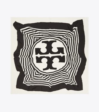 Sciarpa quadrata in seta con logo Warped