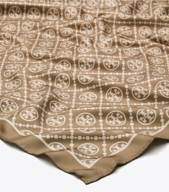 Sciarpa quadrata in seta double-face con T Monogram