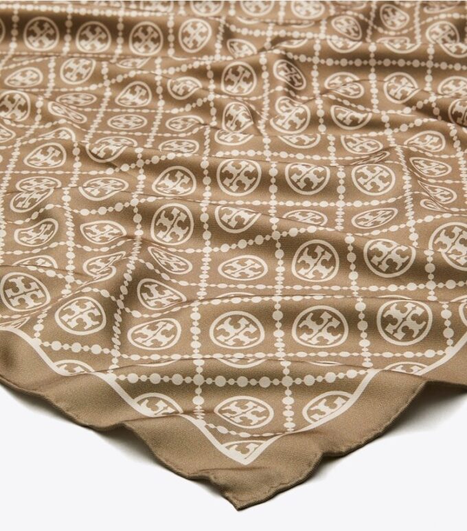 Sciarpa quadrata in seta double-face con T Monogram Sciarpa quadrata in seta double-face con T Monogram