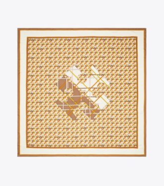 Sciarpa quadrata oversize con logo Basket-Weave Sciarpa quadrata oversize con logo Basket-Weave