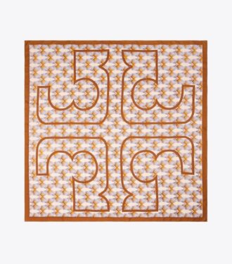 Sciarpa quadrata oversize in seta con logo Deco Crane Geo