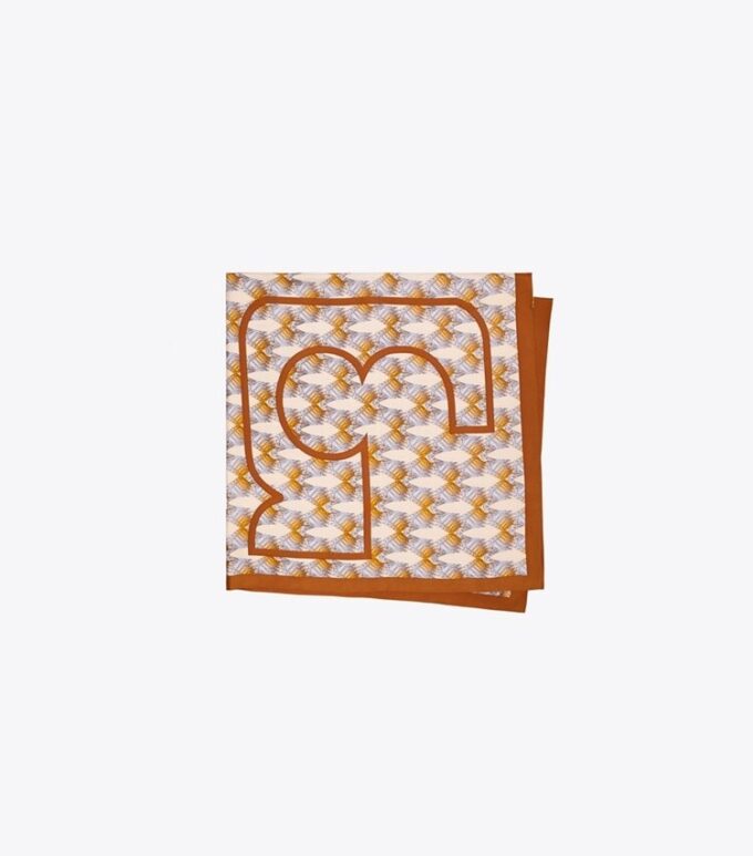 Sciarpa quadrata oversize in seta con logo Deco Crane Geo