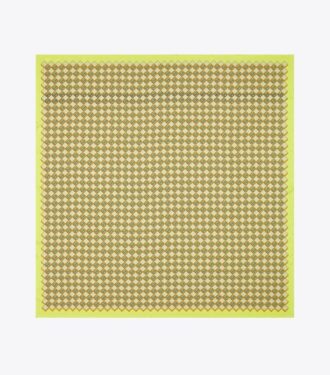 Sciarpa quadrata oversize in seta double-face con logo a scacchi 3D