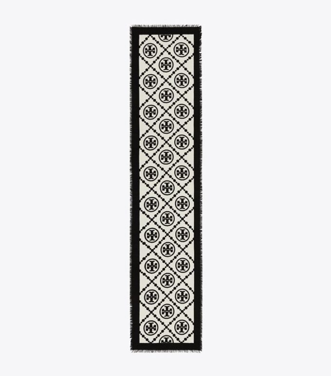 Sciarpa rettangolare con bordo T Monogram