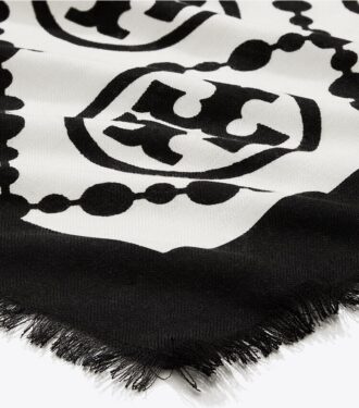 Sciarpa rettangolare con bordo T Monogram