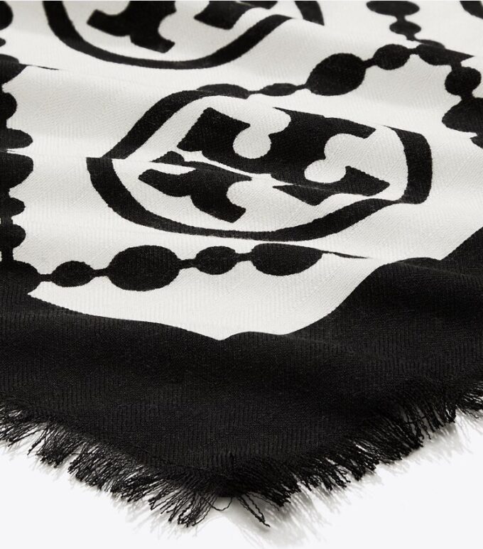 Sciarpa rettangolare con bordo T Monogram