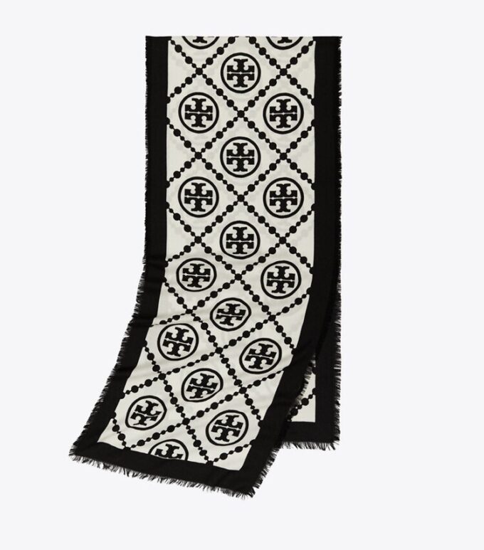 Sciarpa rettangolare con bordo T Monogram