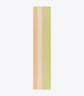 Sciarpa rettangolare con T Monogram e strisce multicolori