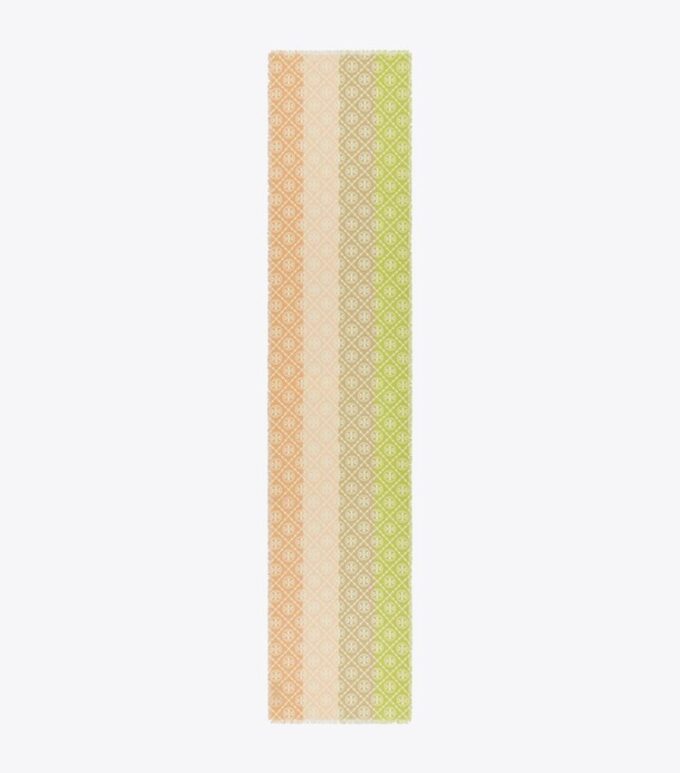 Sciarpa rettangolare con T Monogram e strisce multicolori