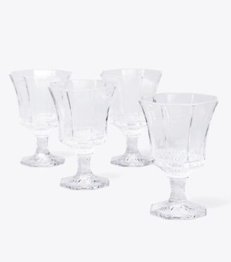 Set di 4 bicchieri da vino in vetro pressato