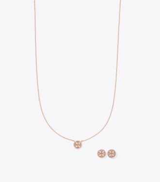 Set regalo collana con pendente Miller Pavé e orecchini a bottone Set regalo collana con pendente Miller Pavé e orecchini a bottone