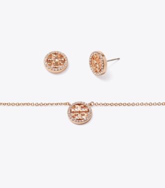 Set regalo collana con pendente Miller Pavé e orecchini a bottone Set regalo collana con pendente Miller Pavé e orecchini a bottone
