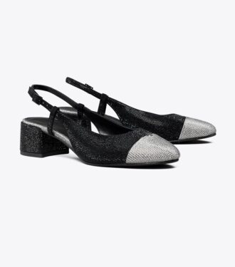 Slingback con punta rinforzata e pavé