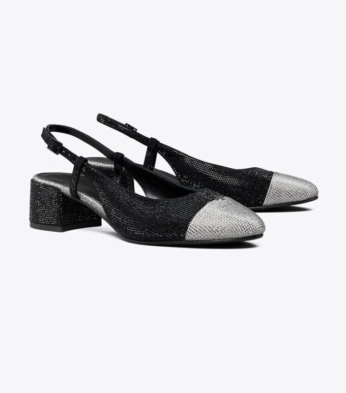 Slingback con punta rinforzata e pavé Slingback con punta rinforzata e pavé