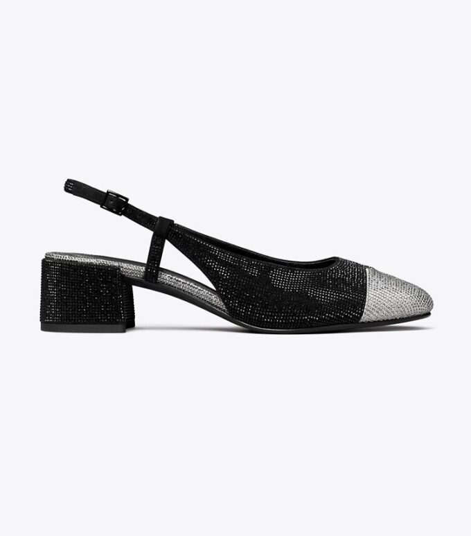 Slingback con punta rinforzata e pavé Slingback con punta rinforzata e pavé