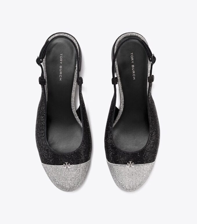 Slingback con punta rinforzata e pavé Slingback con punta rinforzata e pavé