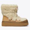 Stivali stringati in shearling morbido