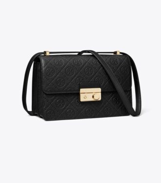 T Monogram Pebbled Shoulder Bag