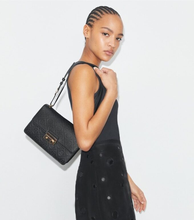 T Monogram Pebbled Shoulder Bag T Monogram Pebbled Shoulder Bag