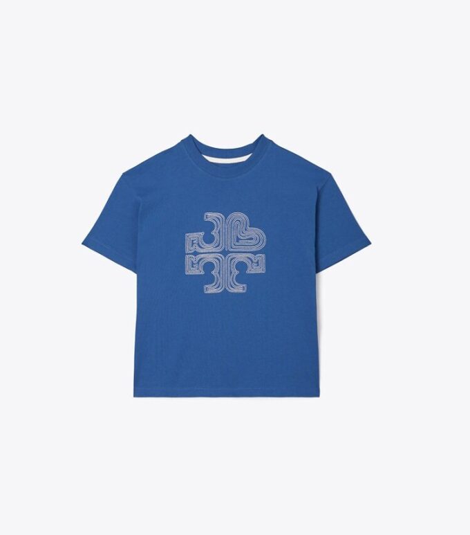 T-shirt con logo cuore ricamato T-shirt con logo cuore ricamato