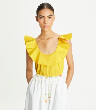 Top con balza in cotone Top con balza in cotone