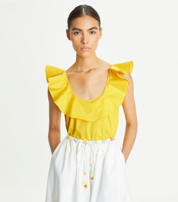Top con balza in cotone Top con balza in cotone