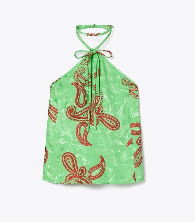 Top con nodo in raso paisley Top con nodo in raso paisley
