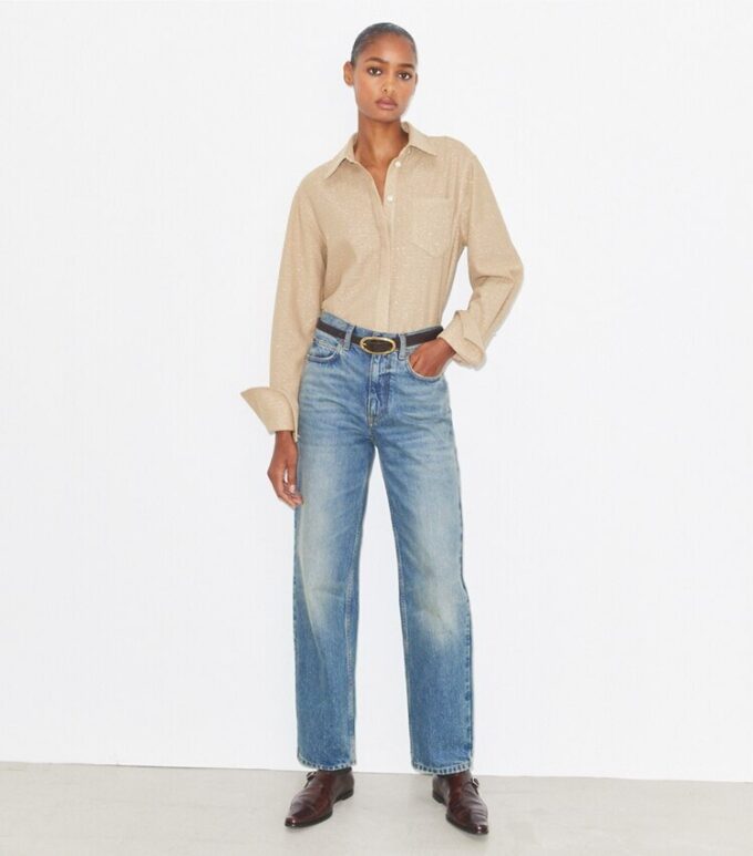 Top con polsini in jacquard Top con polsini in jacquard