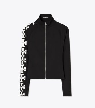 Top con zip e logo riflettente in nylon