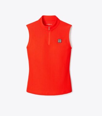 Top con zip in poliestere