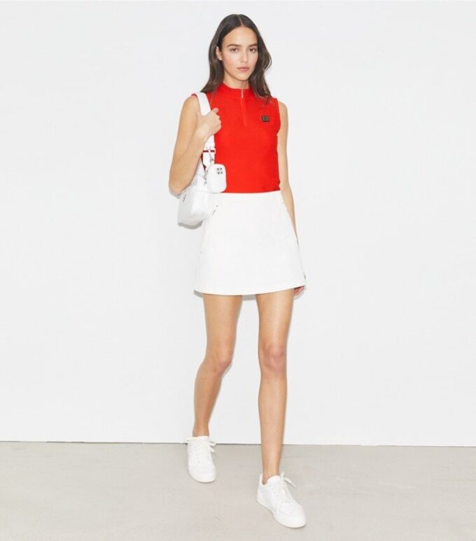 Top con zip in poliestere Top con zip in poliestere