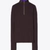 Top in jersey a maniche lunghe con zip frontale