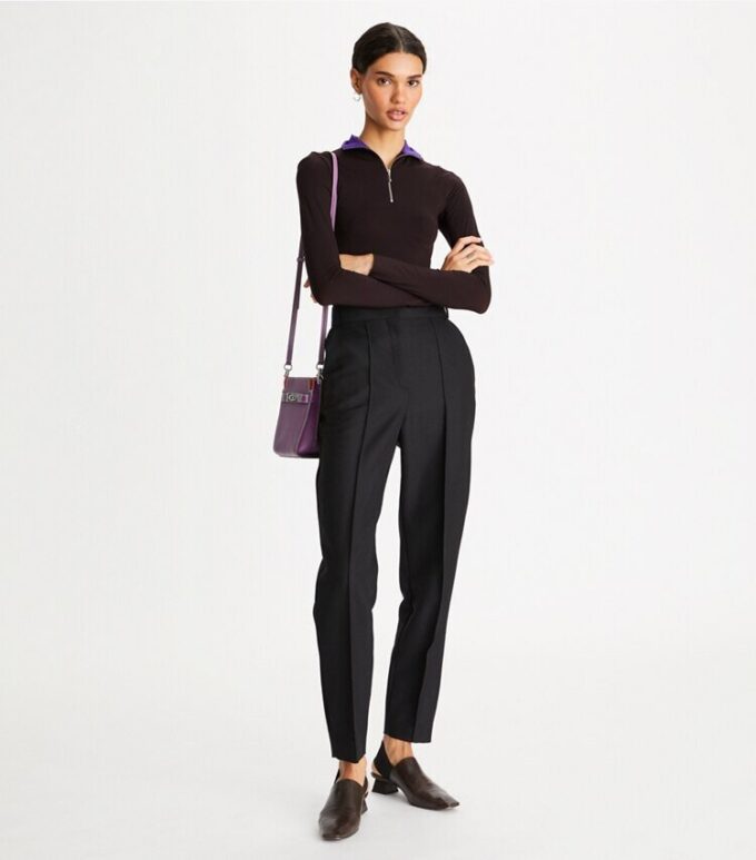 Top in jersey a maniche lunghe con zip frontale