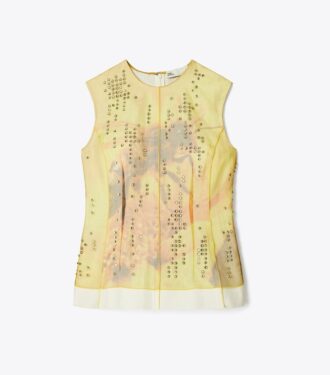 Top in organza stampata
