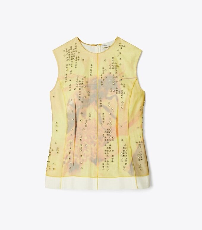 Top in organza stampata