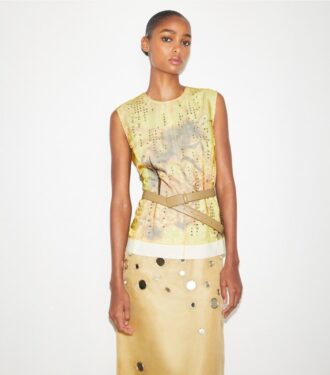 Top in organza stampata