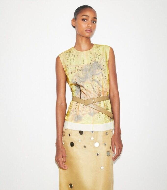 Top in organza stampata