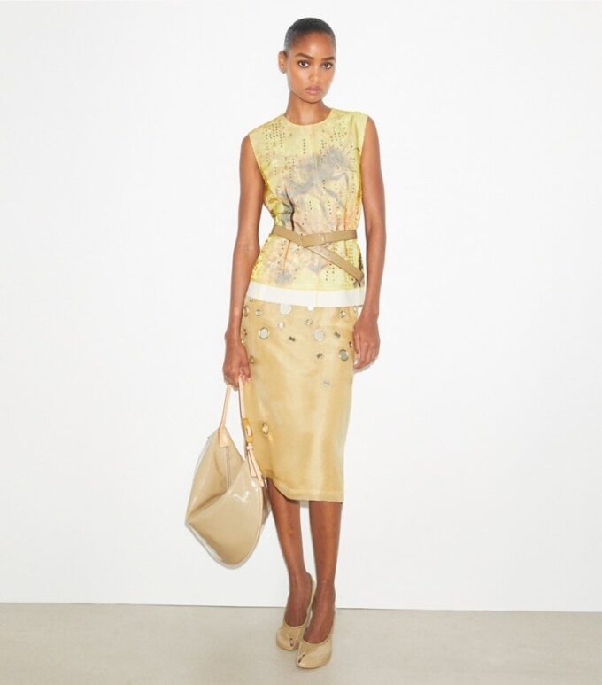 Top in organza stampata