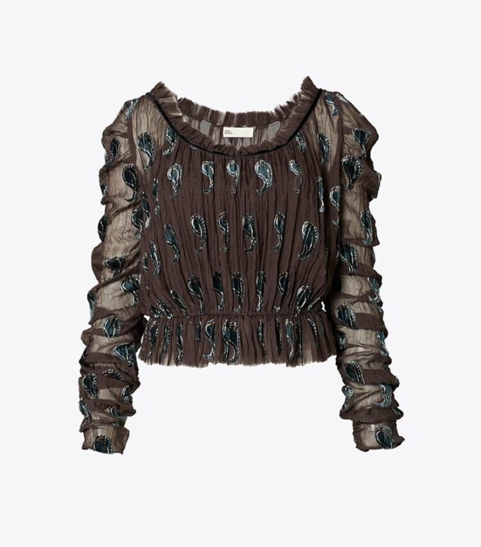 Top in velluto con ruches Top in velluto con ruches
