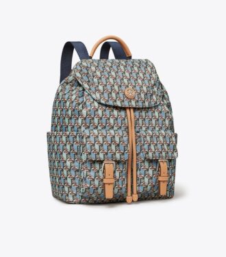Zaino con patta in nylon stampato